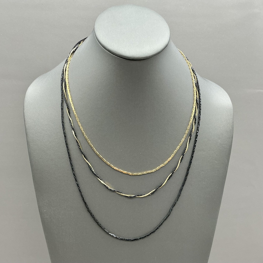 Medici Necklace Layered Chain Gold Tone Black Multi Strand 22 In Womens Jewelry